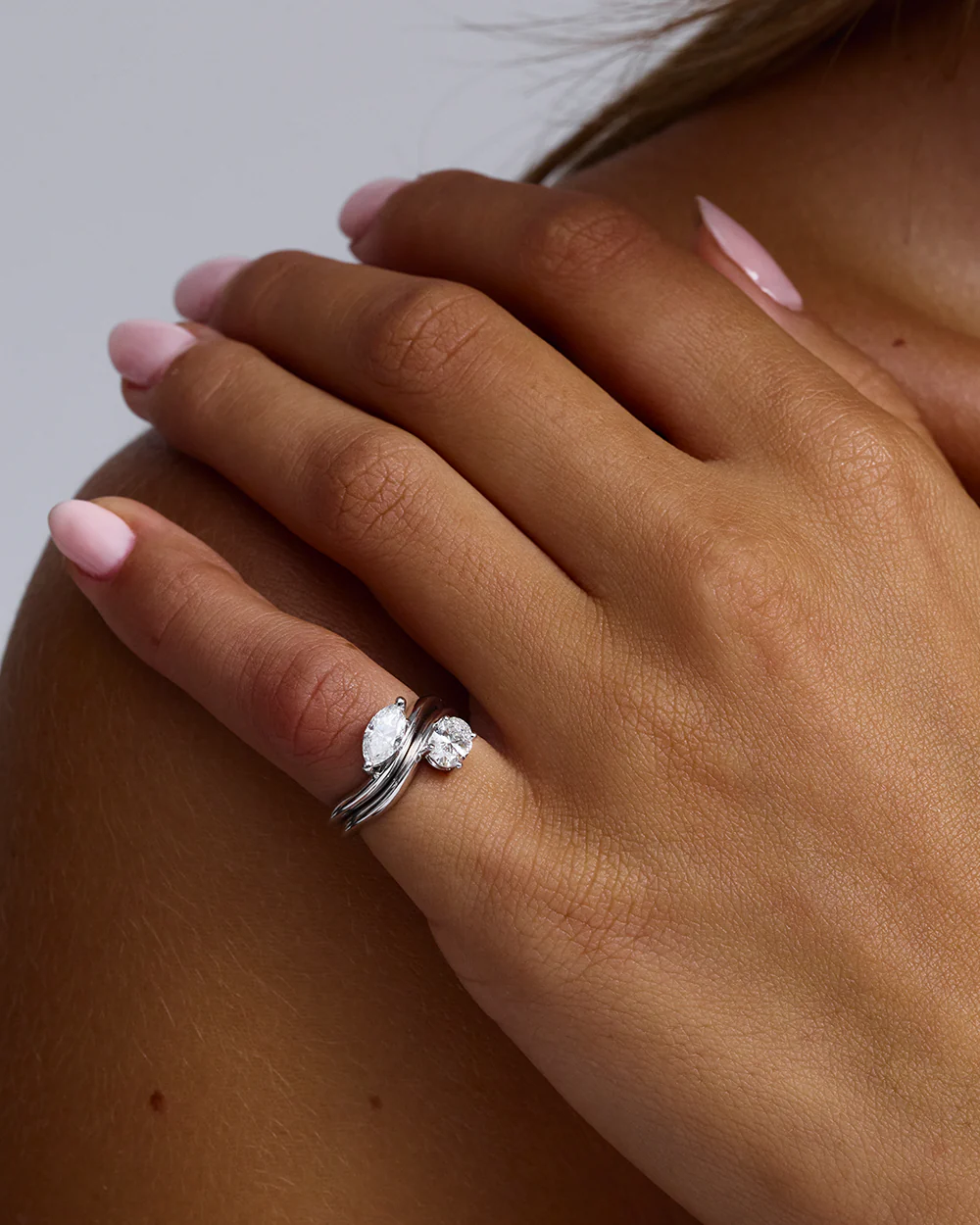 Astra Oval Natural Diamond Pinky Ring - Image 6