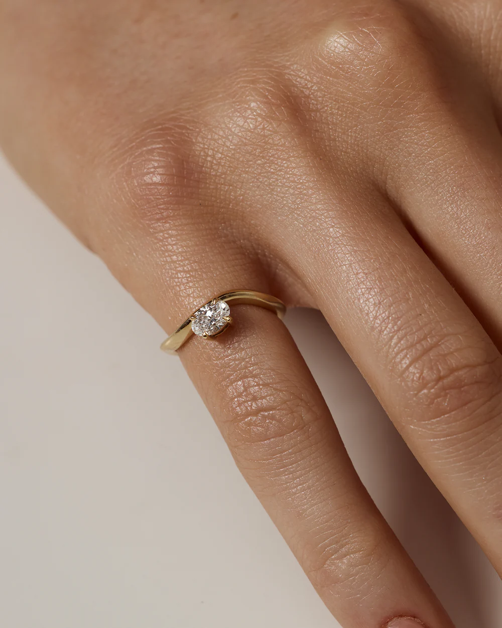 Astra Oval Natural Diamond Pinky Ring - Image 11