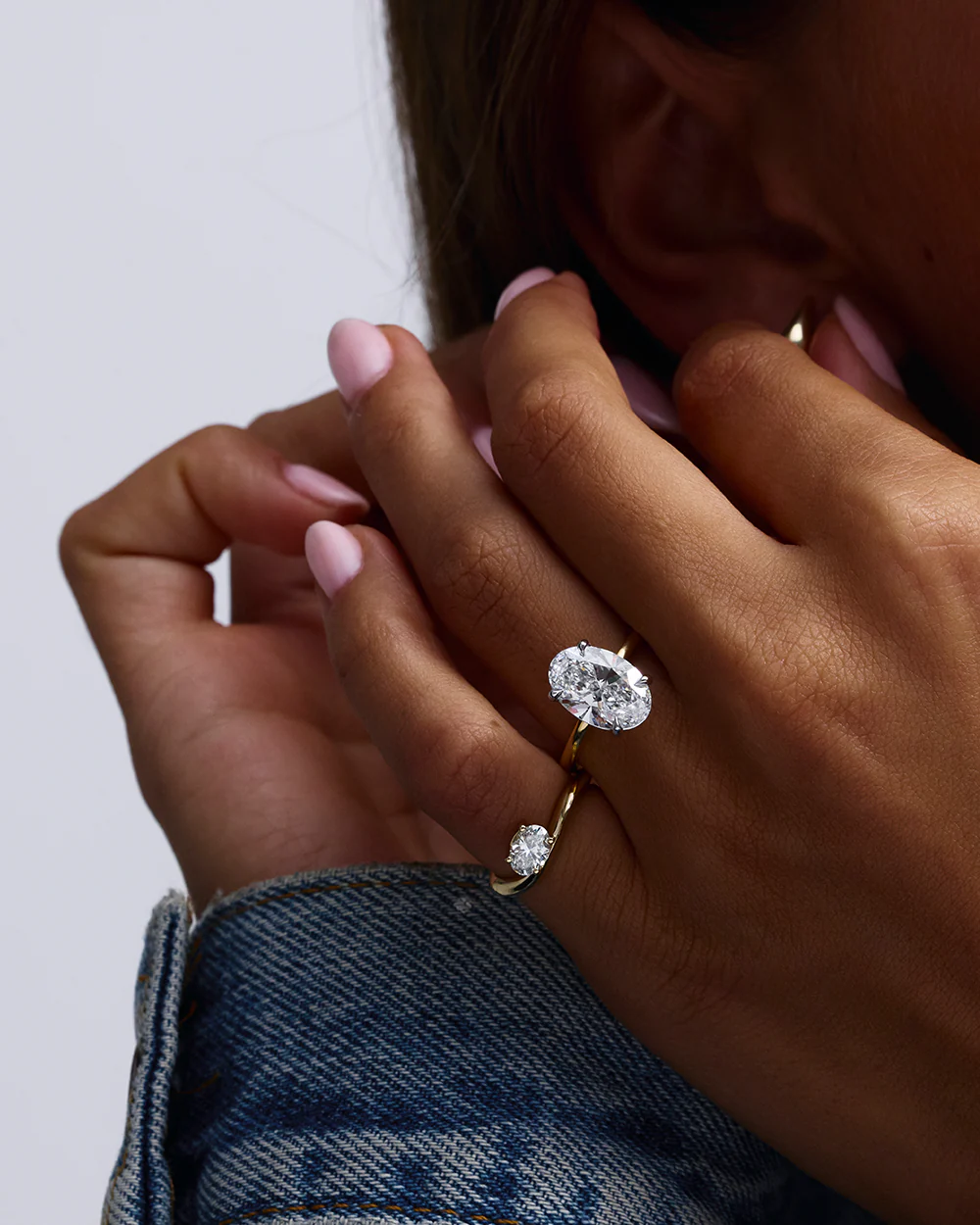 Astra Oval Natural Diamond Pinky Ring - Image 3