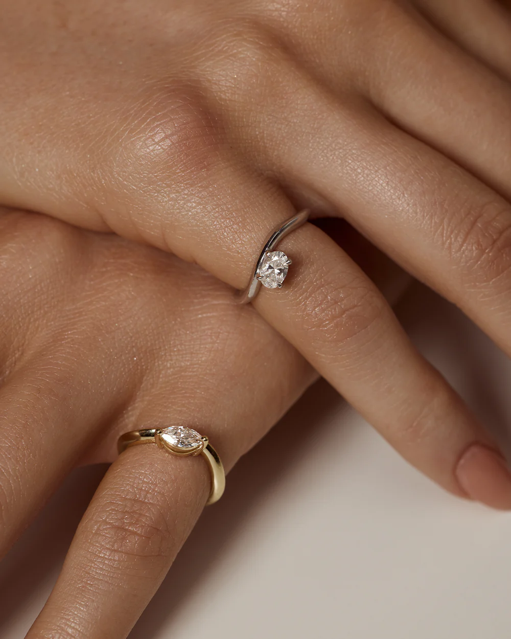 Astra Oval Natural Diamond Pinky Ring - Image 4