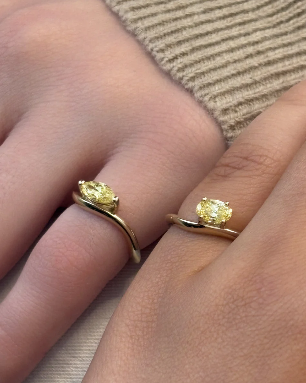 Astra Oval Yellow Diamond Pinky Ring - Image 10