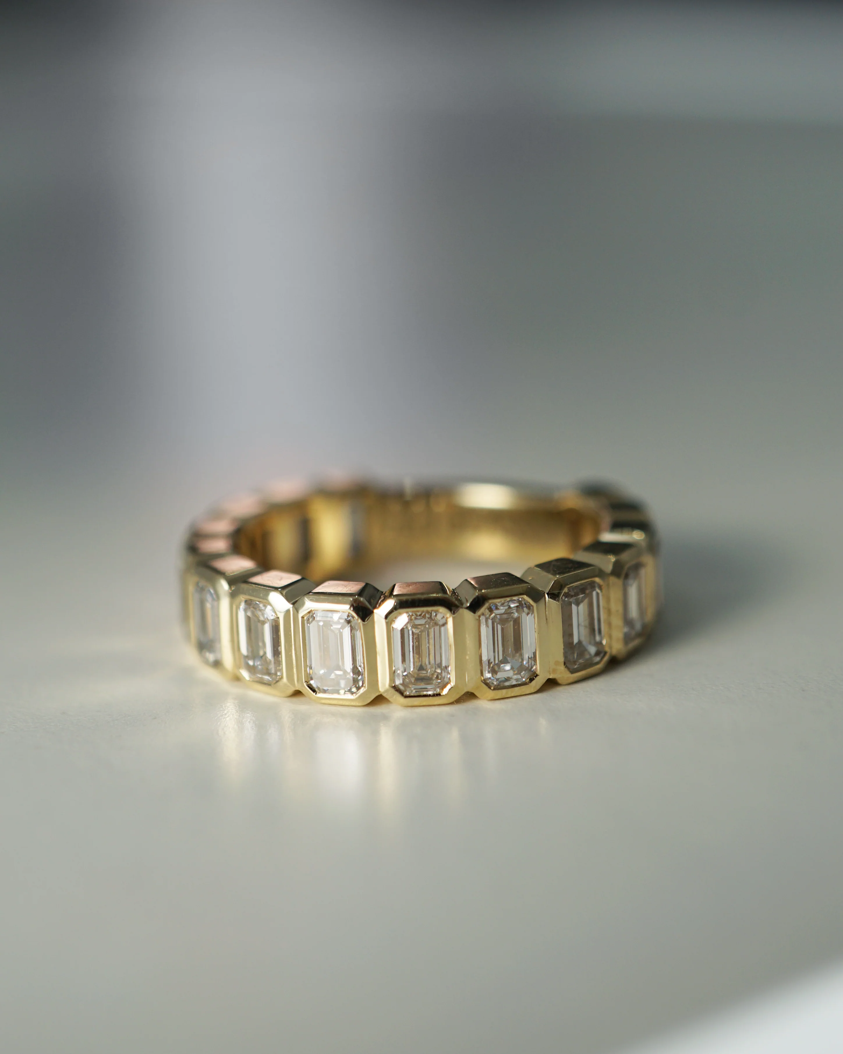 Emerald Diamond Band Bezel Set - Image 3