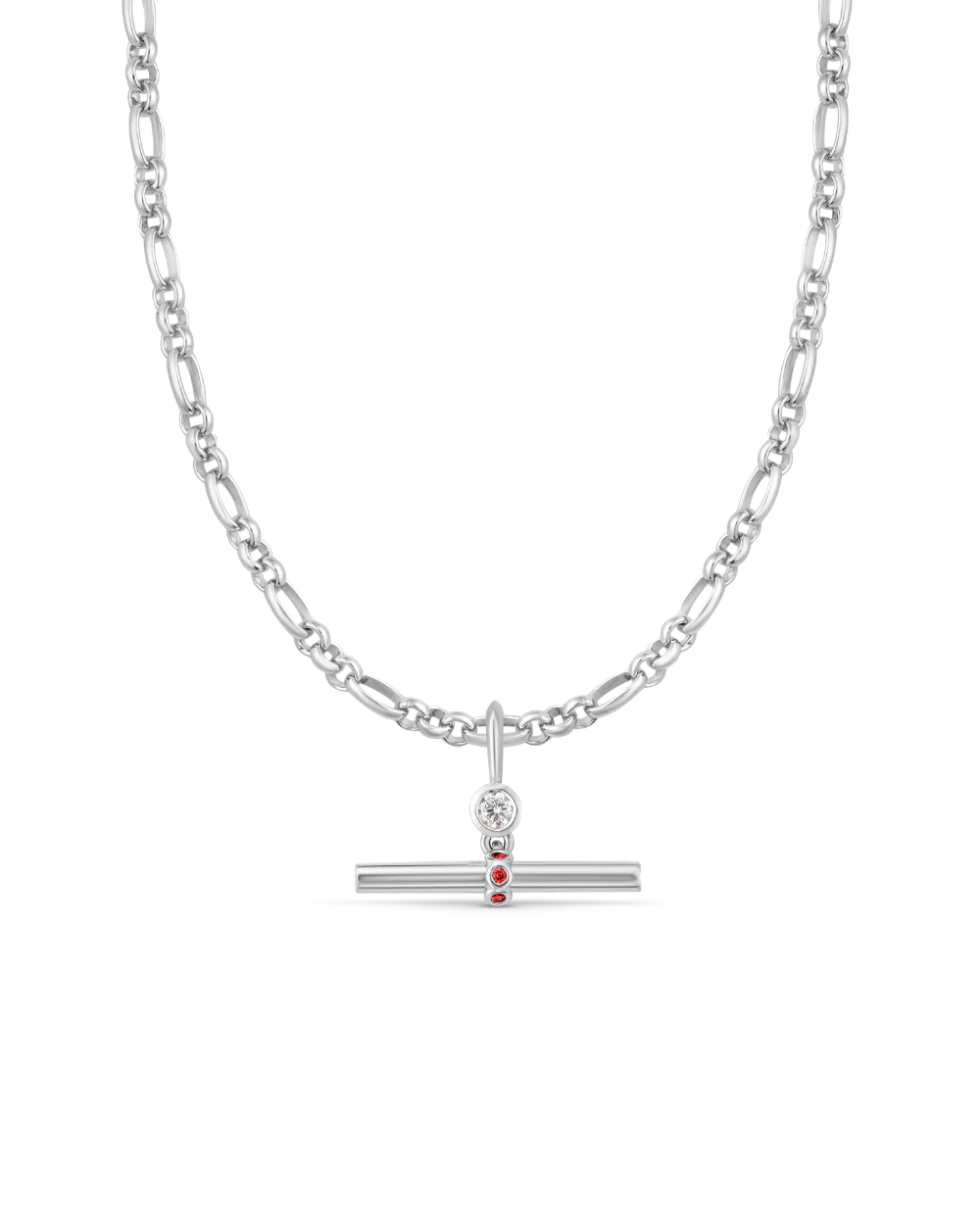 Birthstone T-Bar Pendant - White Gold - Image 13