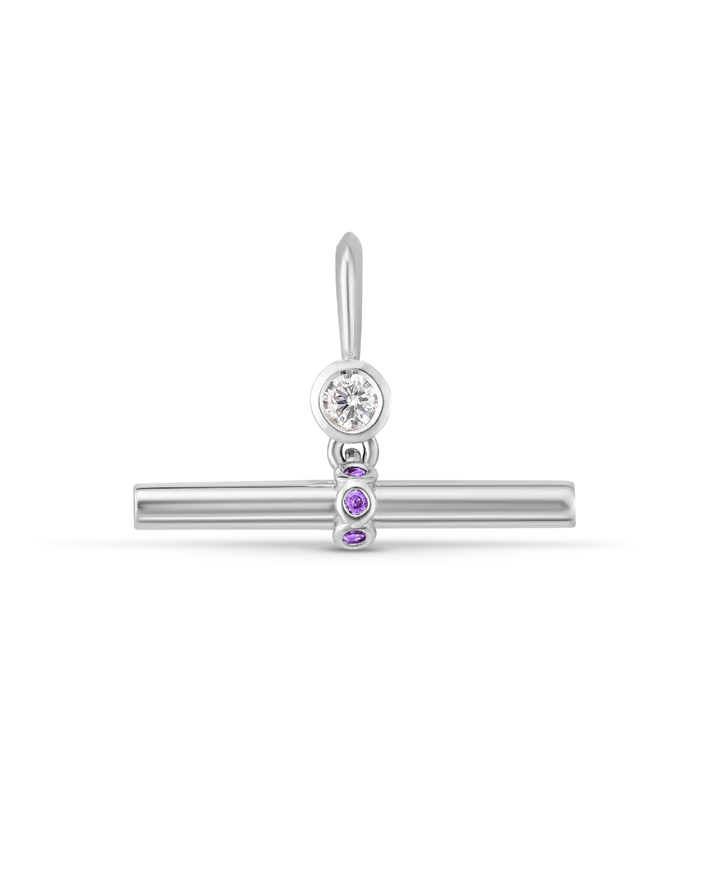Birthstone T-Bar Pendant - White Gold - Image 15