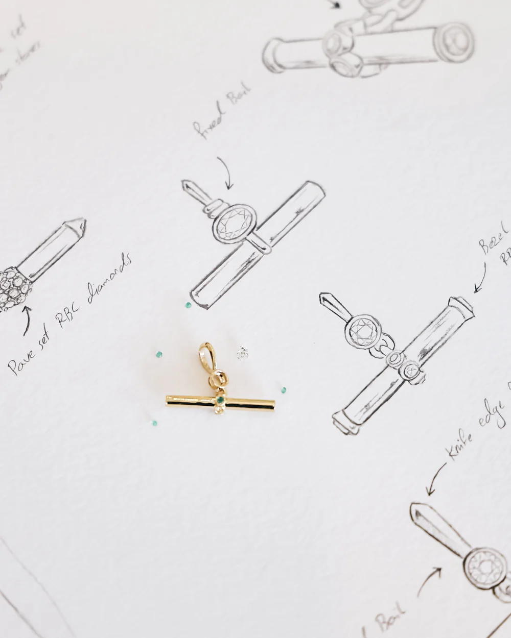 Birthstone T-Bar Pendant - Yellow Gold - Image 7