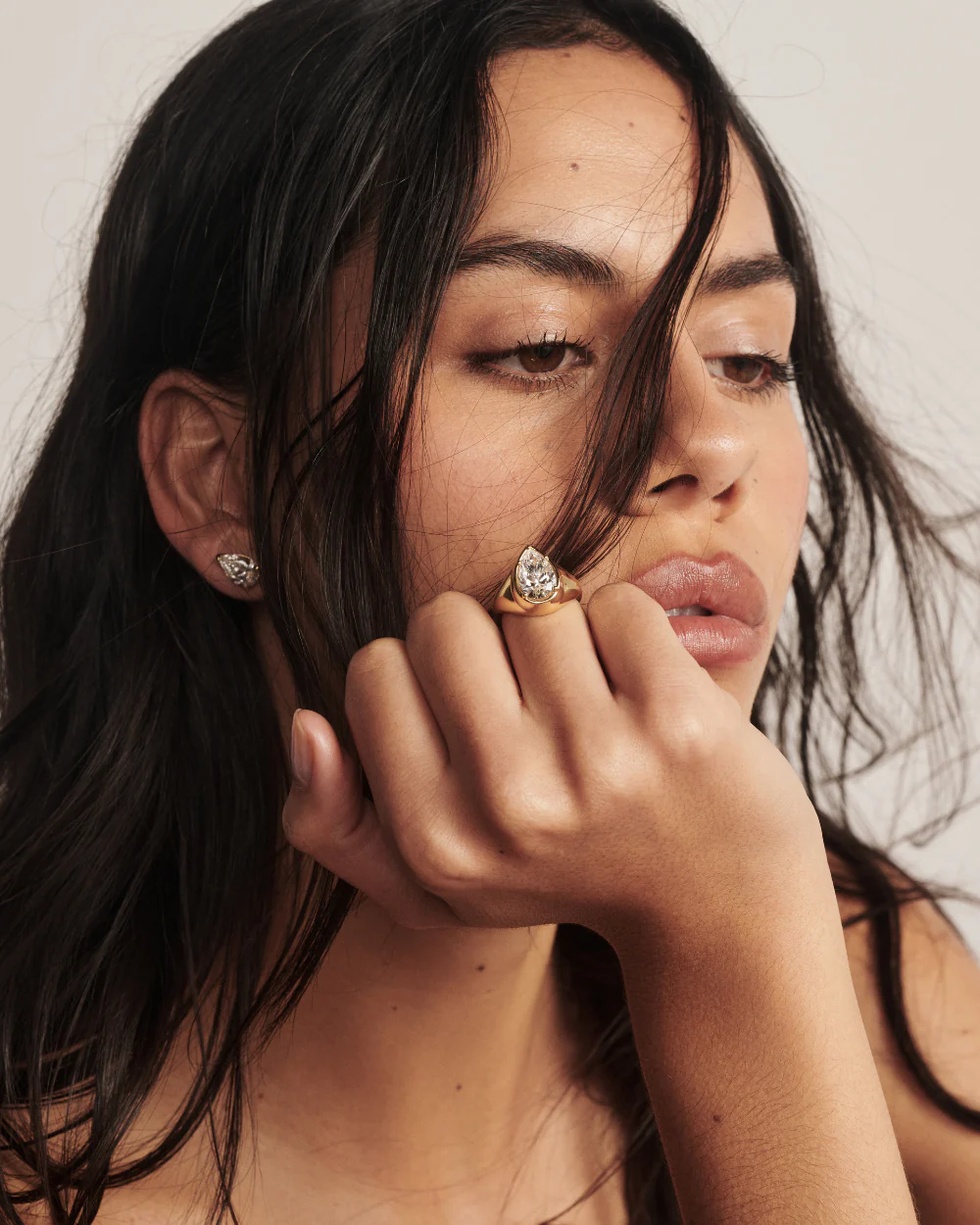 Claudette Pear Diamond Signet Ring - Image 7