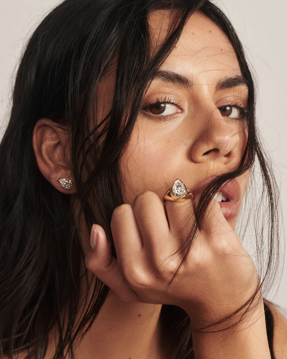 Claudette Pear Diamond Signet Ring - Image 9