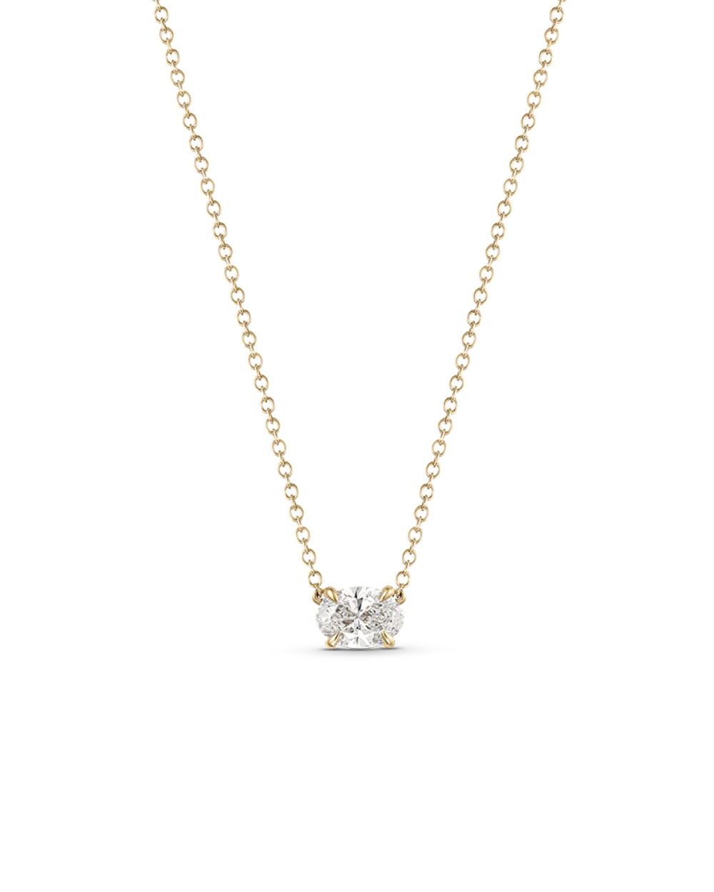 East-West Oval Solitaire Diamond Necklace