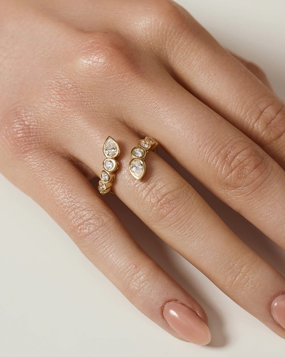 Elodie Round & Pear Bezel Wrap Ring - Image 3