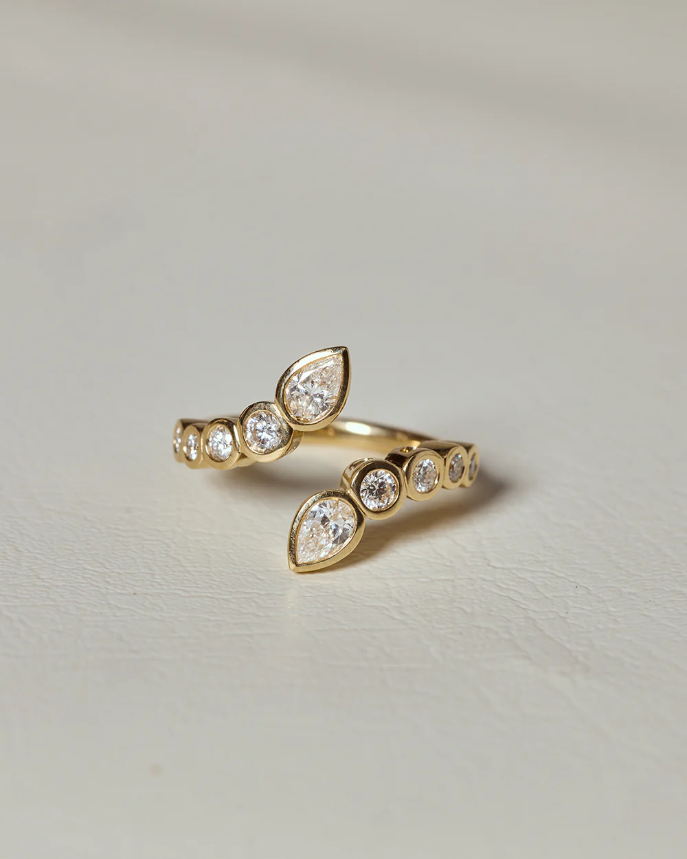 Elodie Round & Pear Bezel Wrap Ring - Image 4