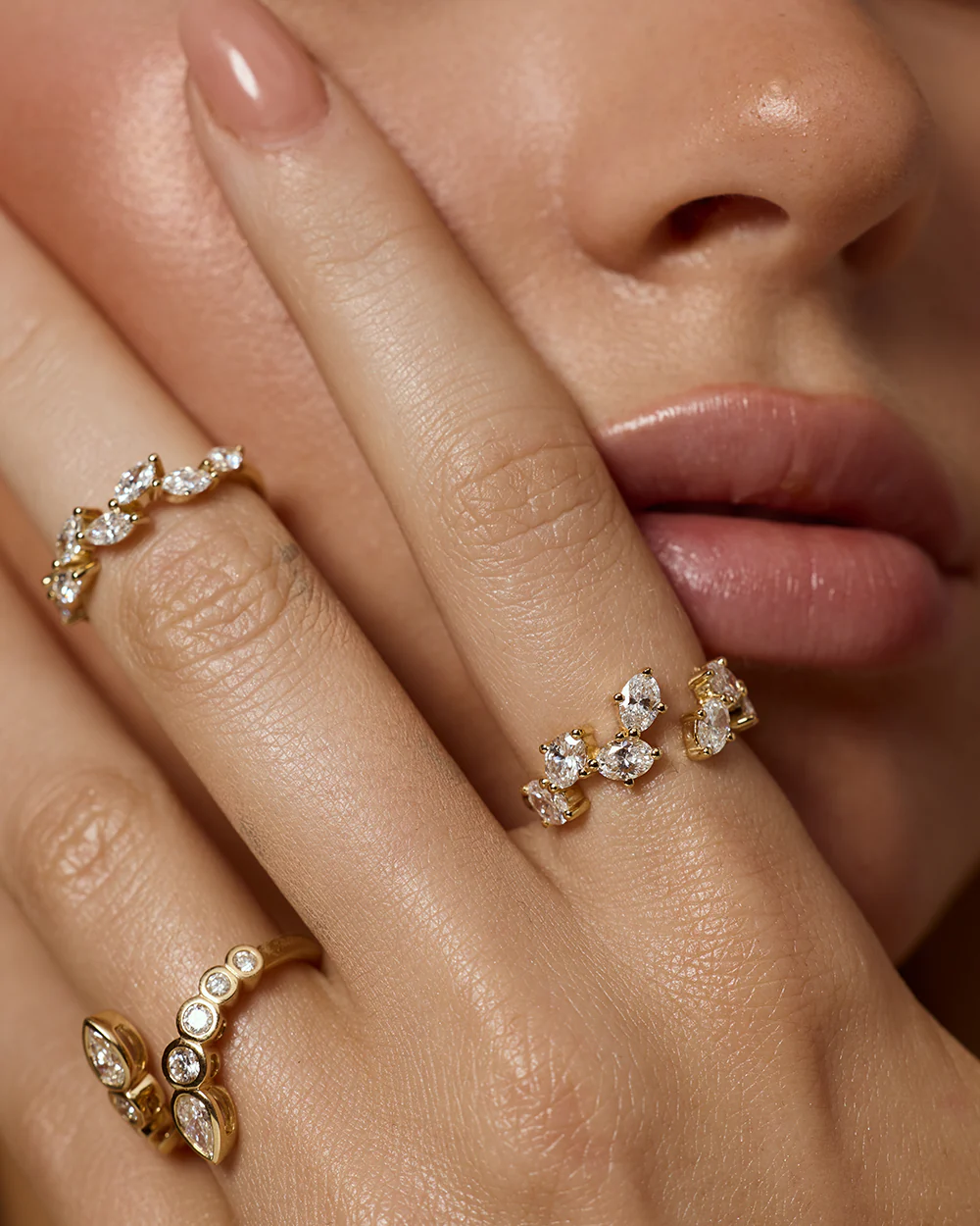Elodie Round & Pear Bezel Wrap Ring - Image 9
