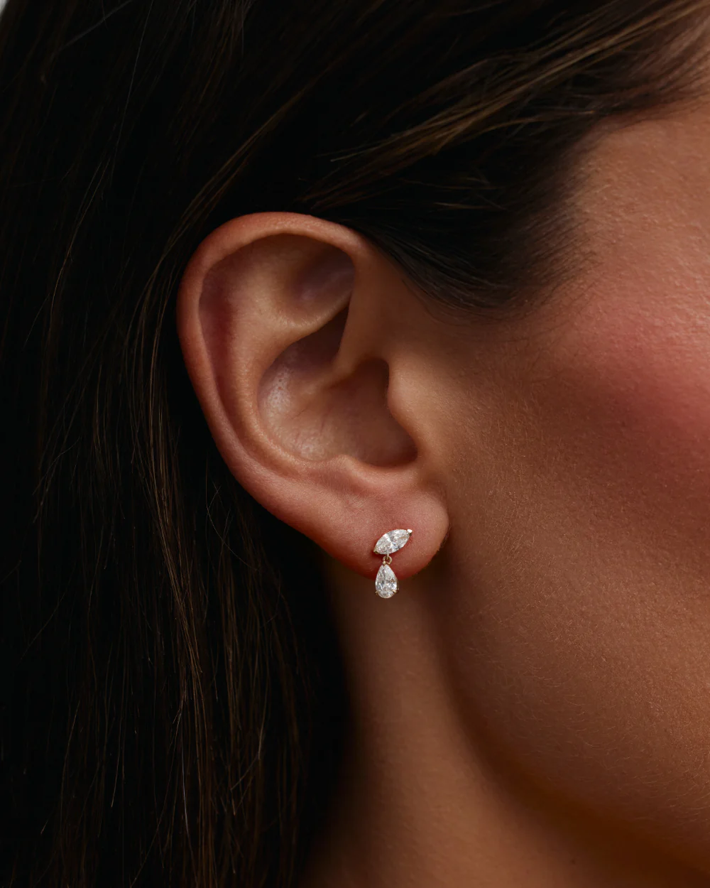 Eve Marquise and Pear Diamond Drop Earrings - Image 3