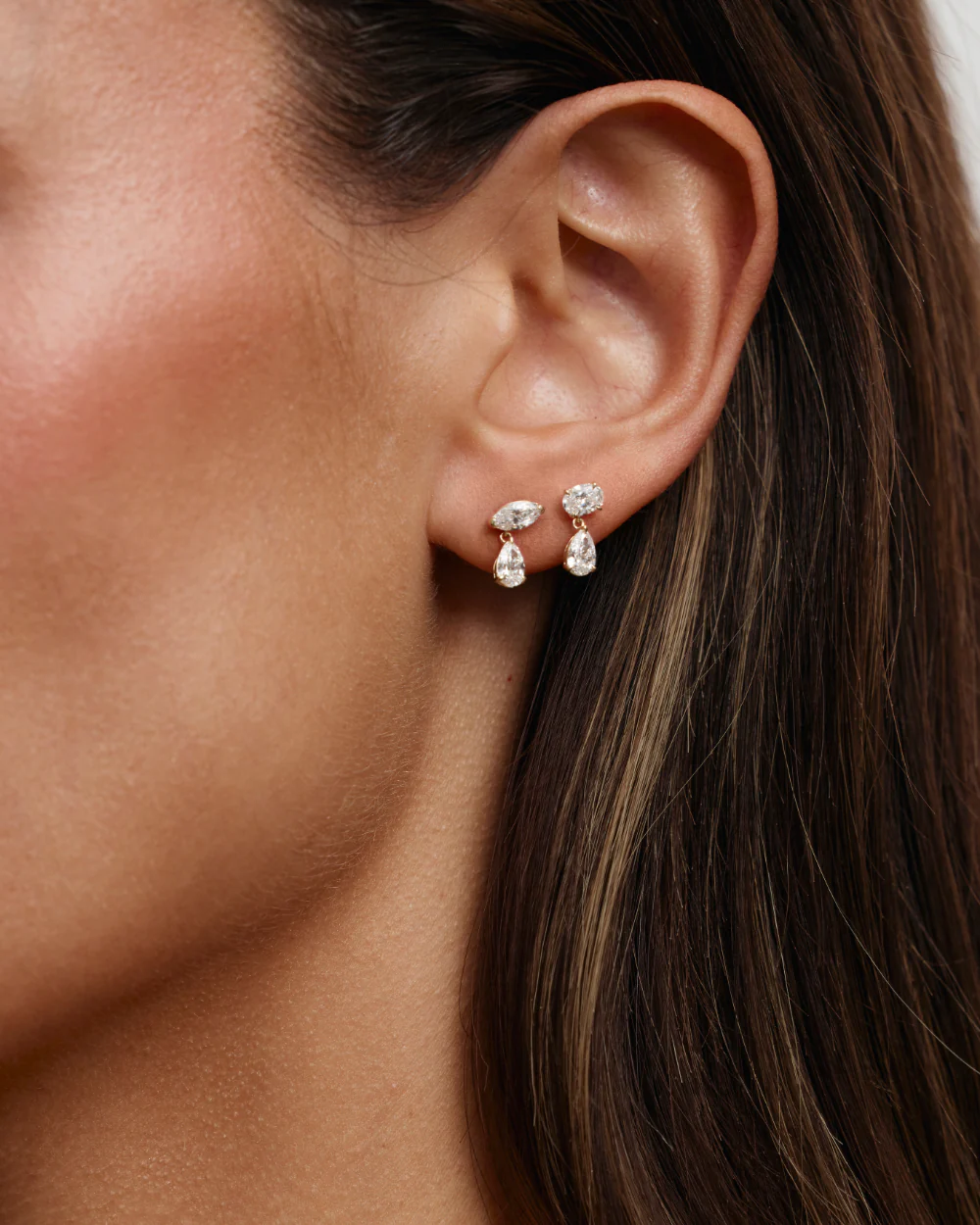 Eve Marquise and Pear Diamond Drop Earrings - Image 5
