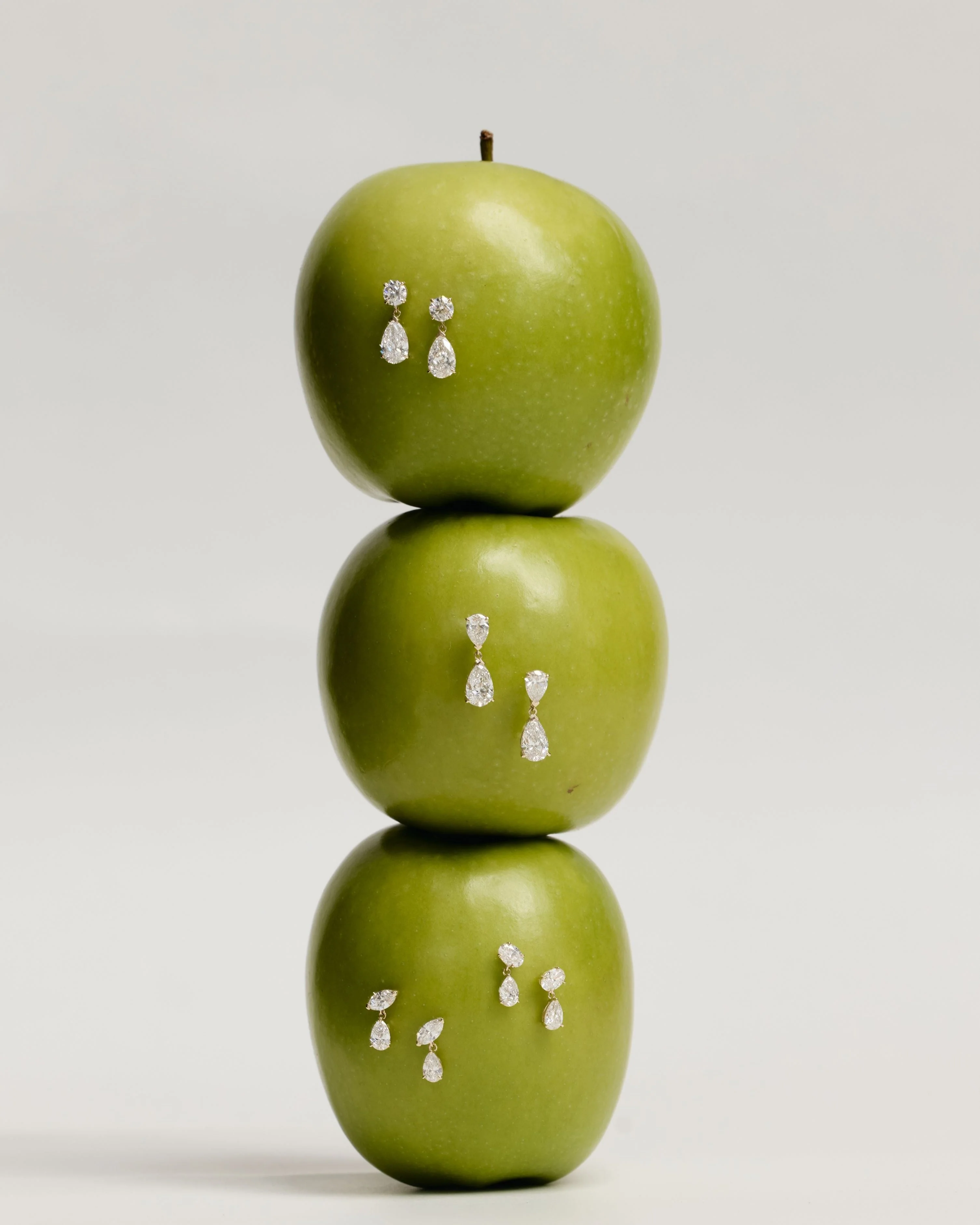 Gala Round and Pear Diamond Drop Earrings - Image 5