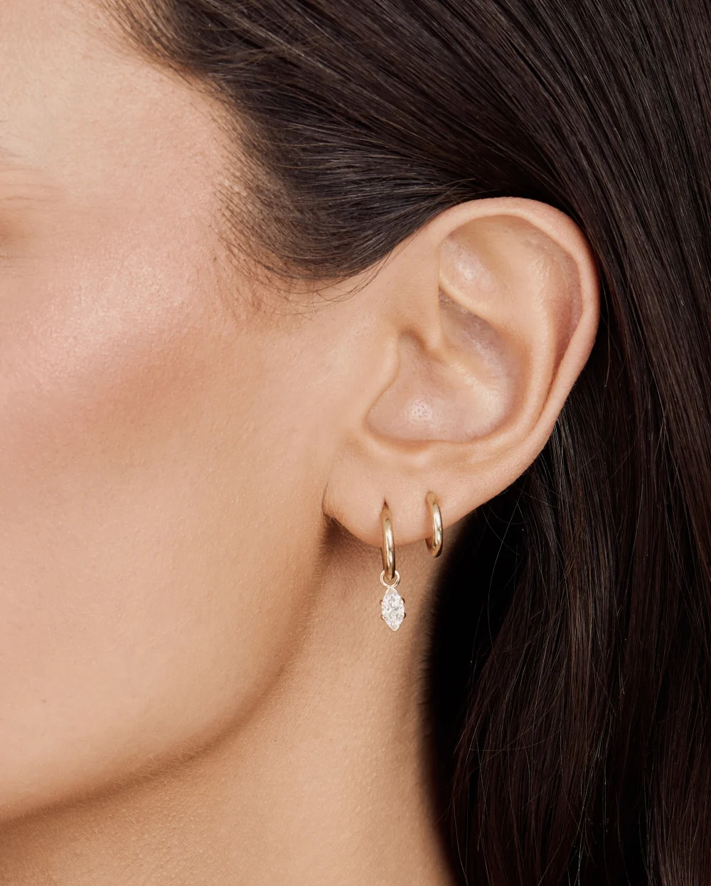 Marquise Diamond Charmed Hoop Earrings - Image 7