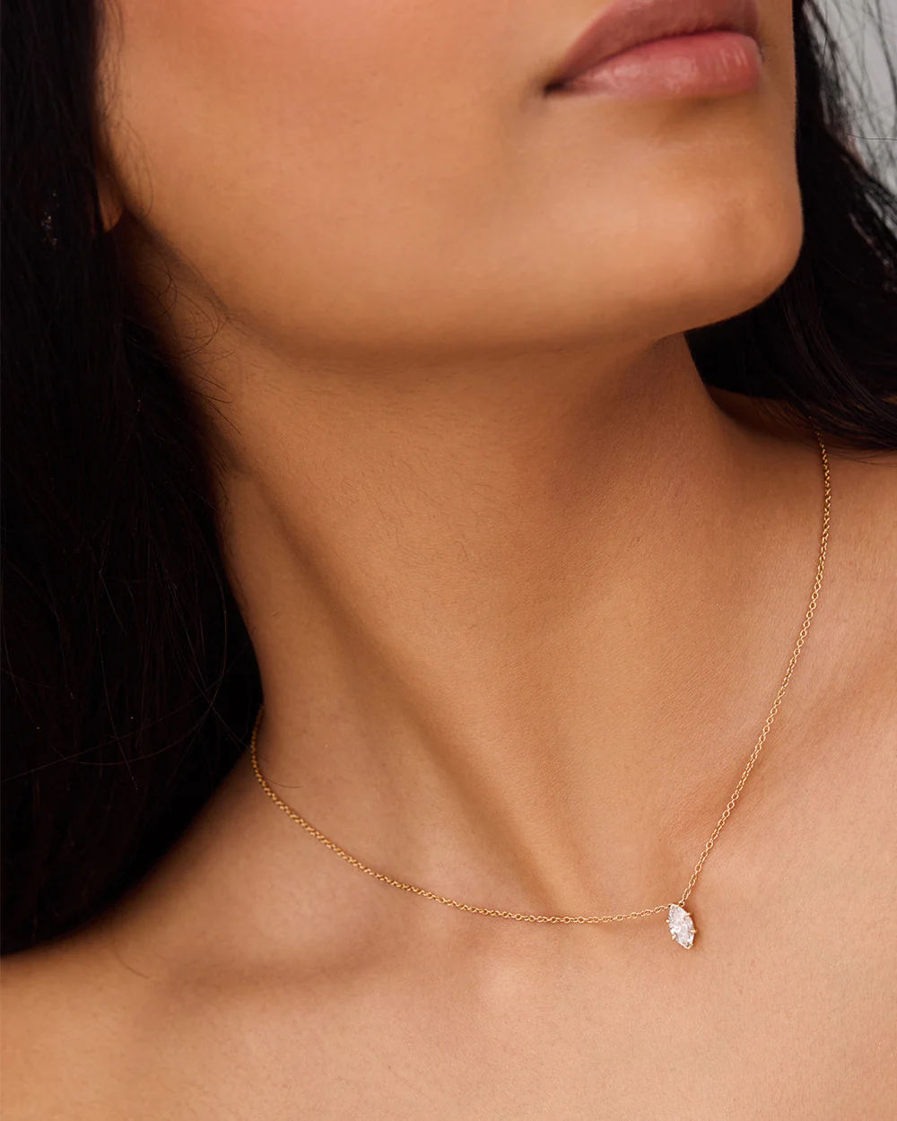 Marquise Solitaire Diamond Necklace - Image 11