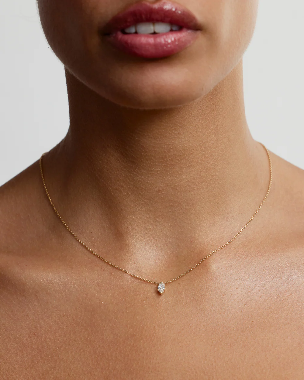 Marquise Solitaire Diamond Necklace - Image 14