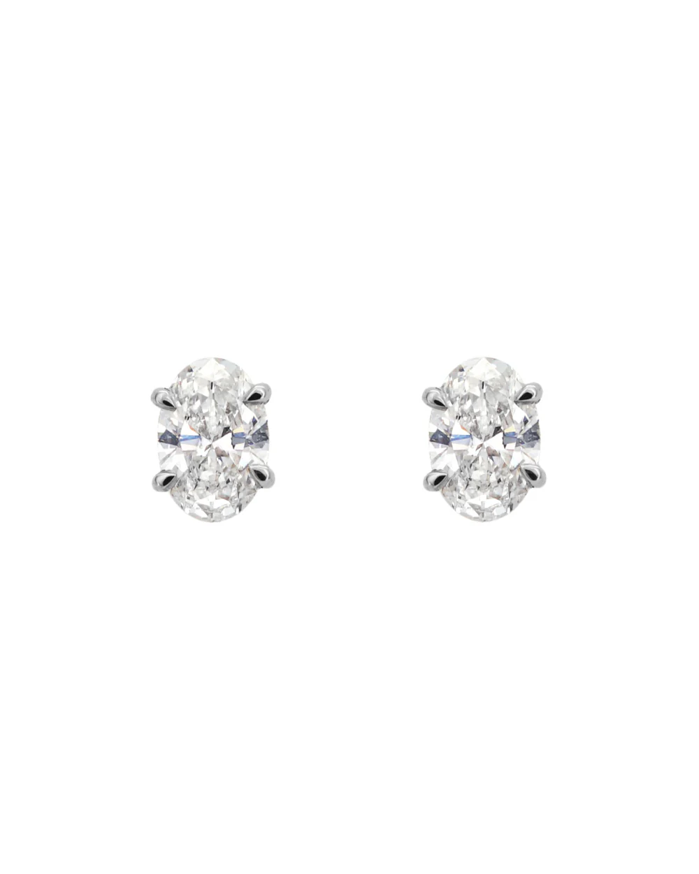 Oval Diamond Earrings - Claw - Image 5