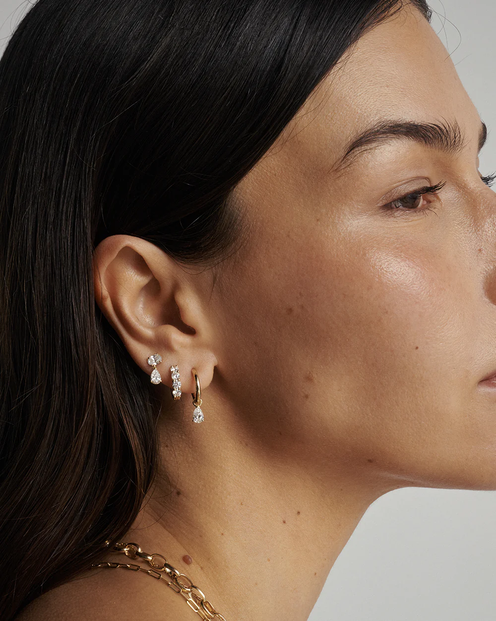 Pear Diamond Charmed Hoop Earrings - Image 4