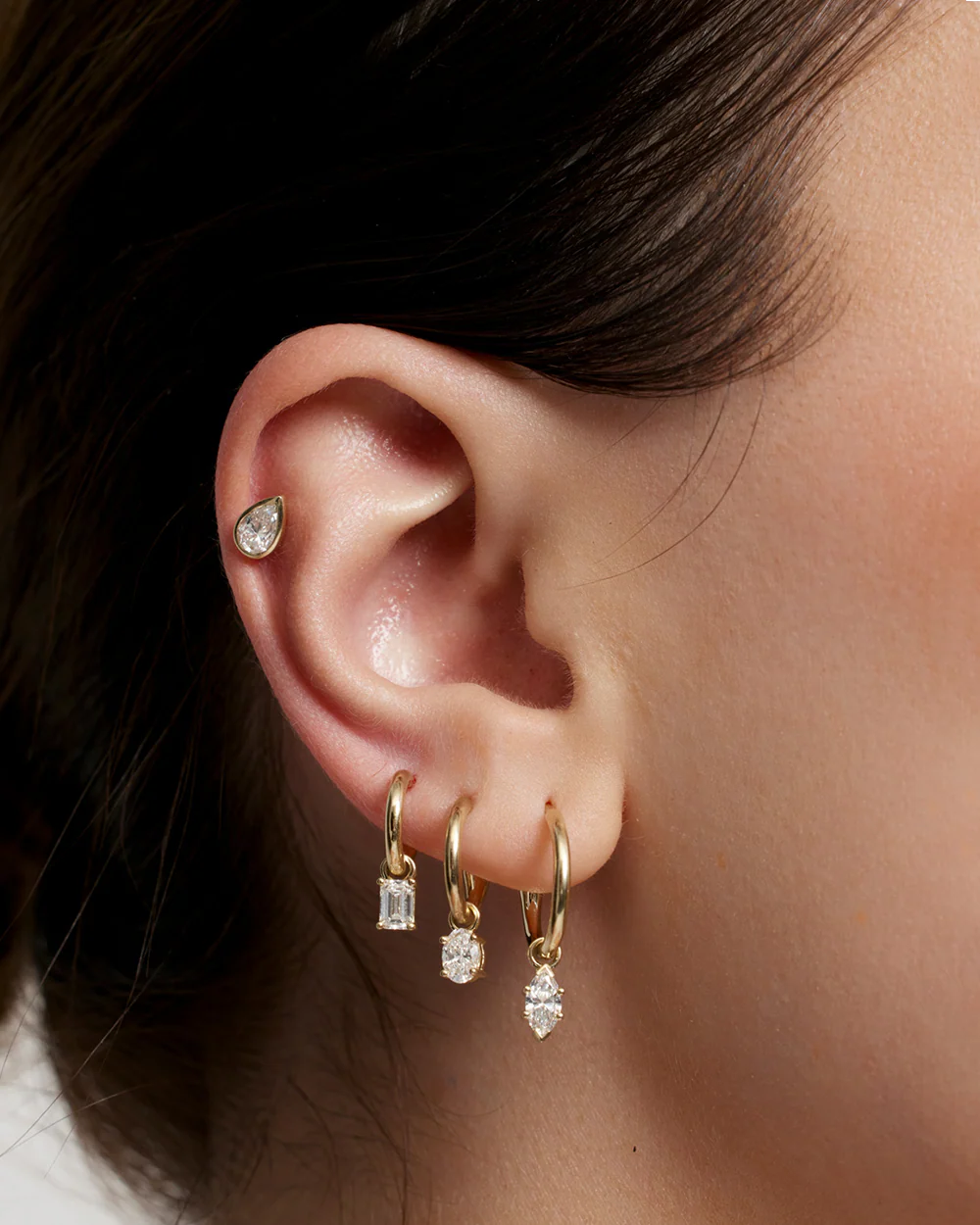 Pear Diamond Earrings - Bezel - Image 11