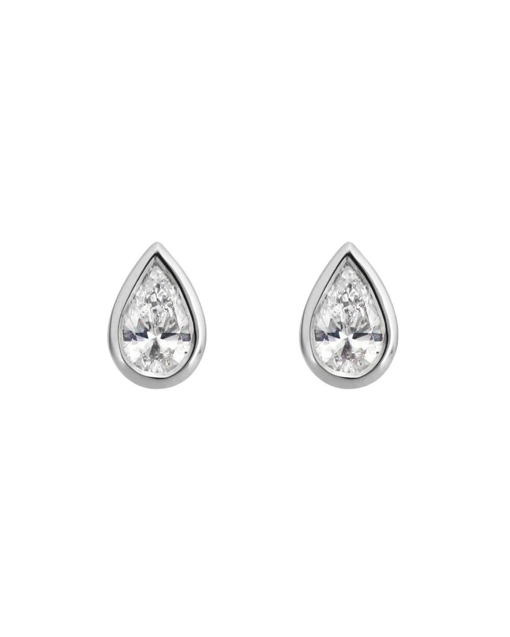 Pear Diamond Earrings - Bezel - Image 9