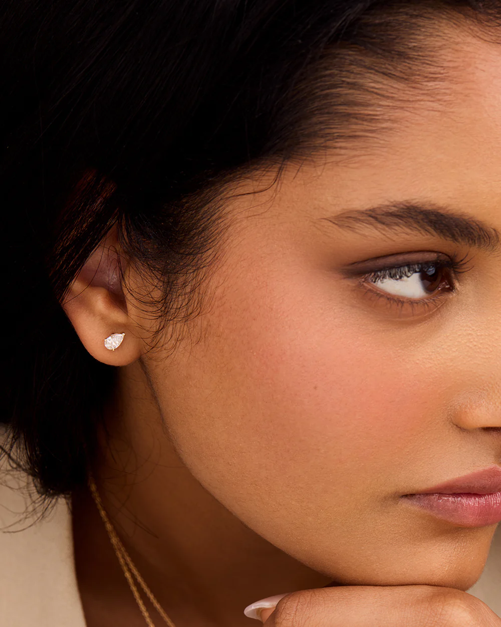 Pear Diamond Earrings - Claw - Image 3