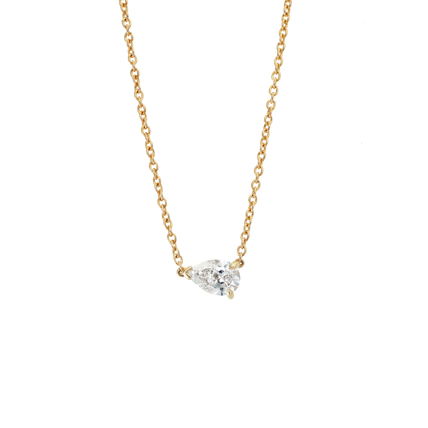 Pear Solitaire Natural Diamond Necklace - Image 13