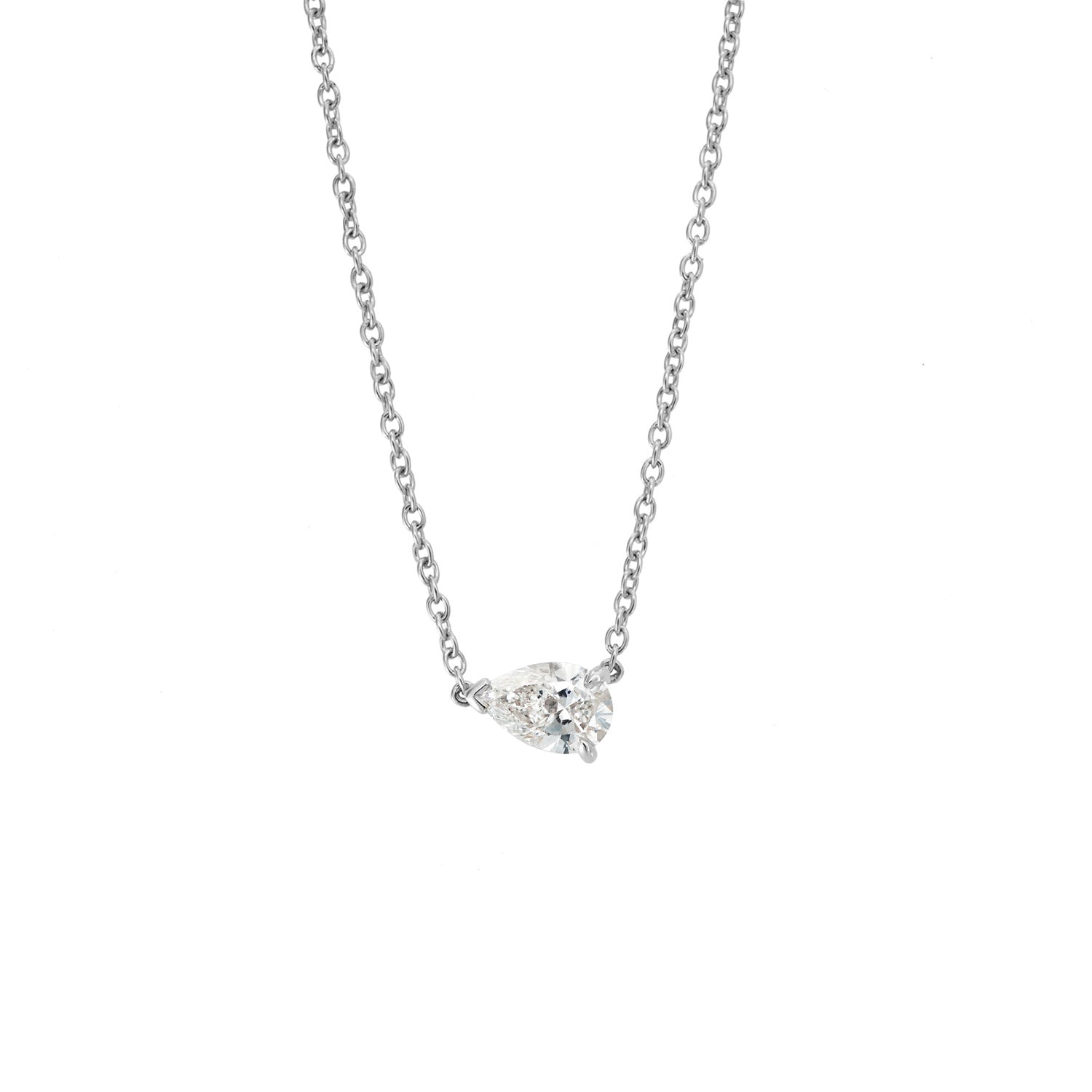Pear Solitaire Natural Diamond Necklace - Image 14