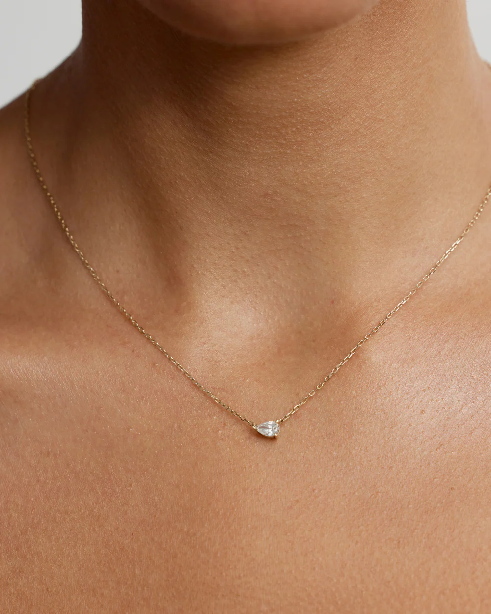 Pear Solitaire Natural Diamond Necklace - Image 2