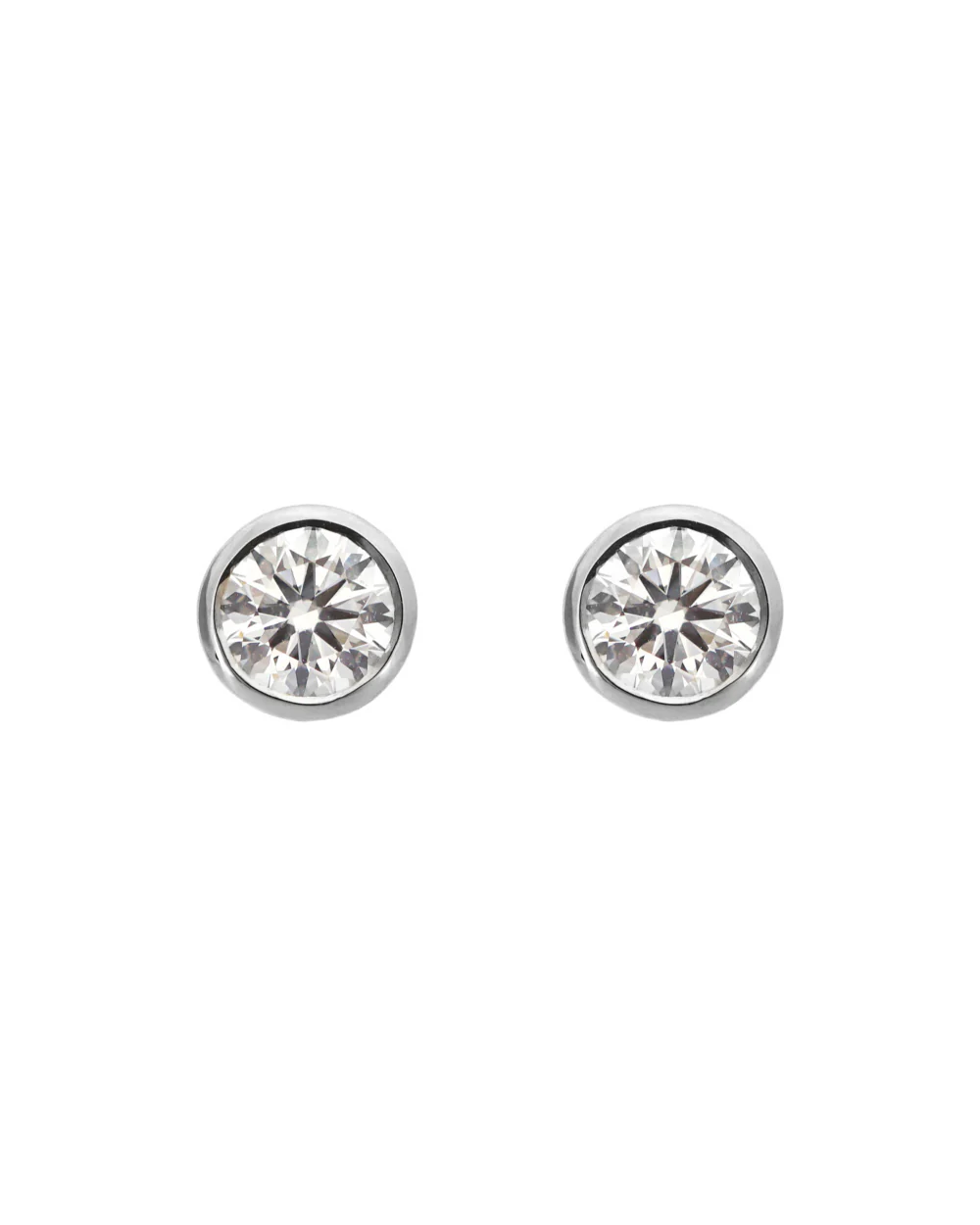 Round Diamond Earrings - Bezel - Image 10