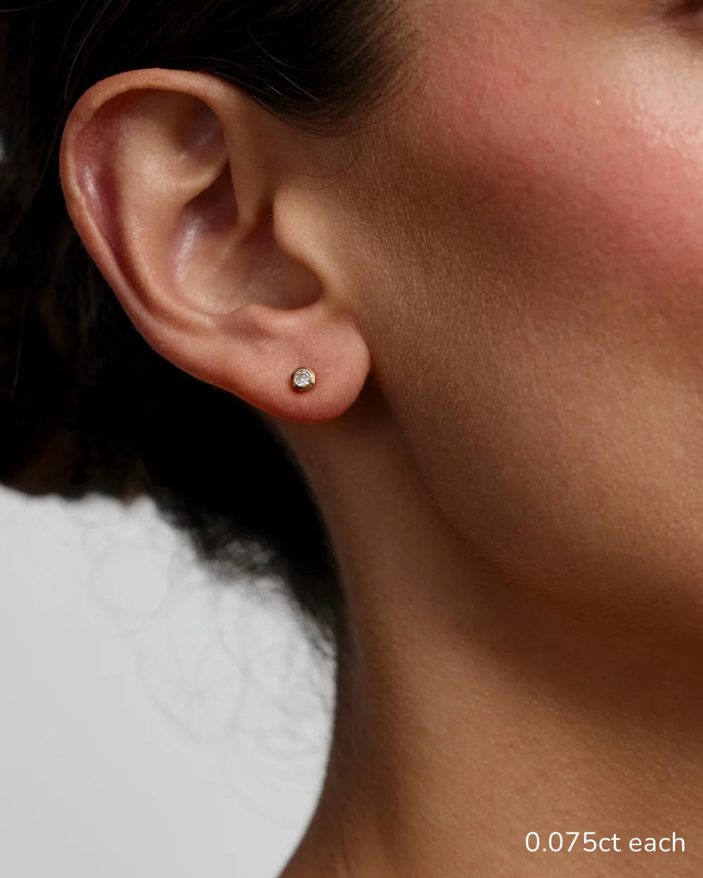 Round Diamond Earrings - Bezel - Image 3