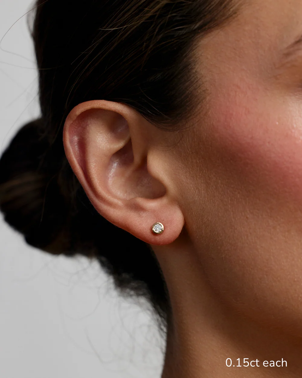 Round Diamond Earrings - Bezel - Image 4