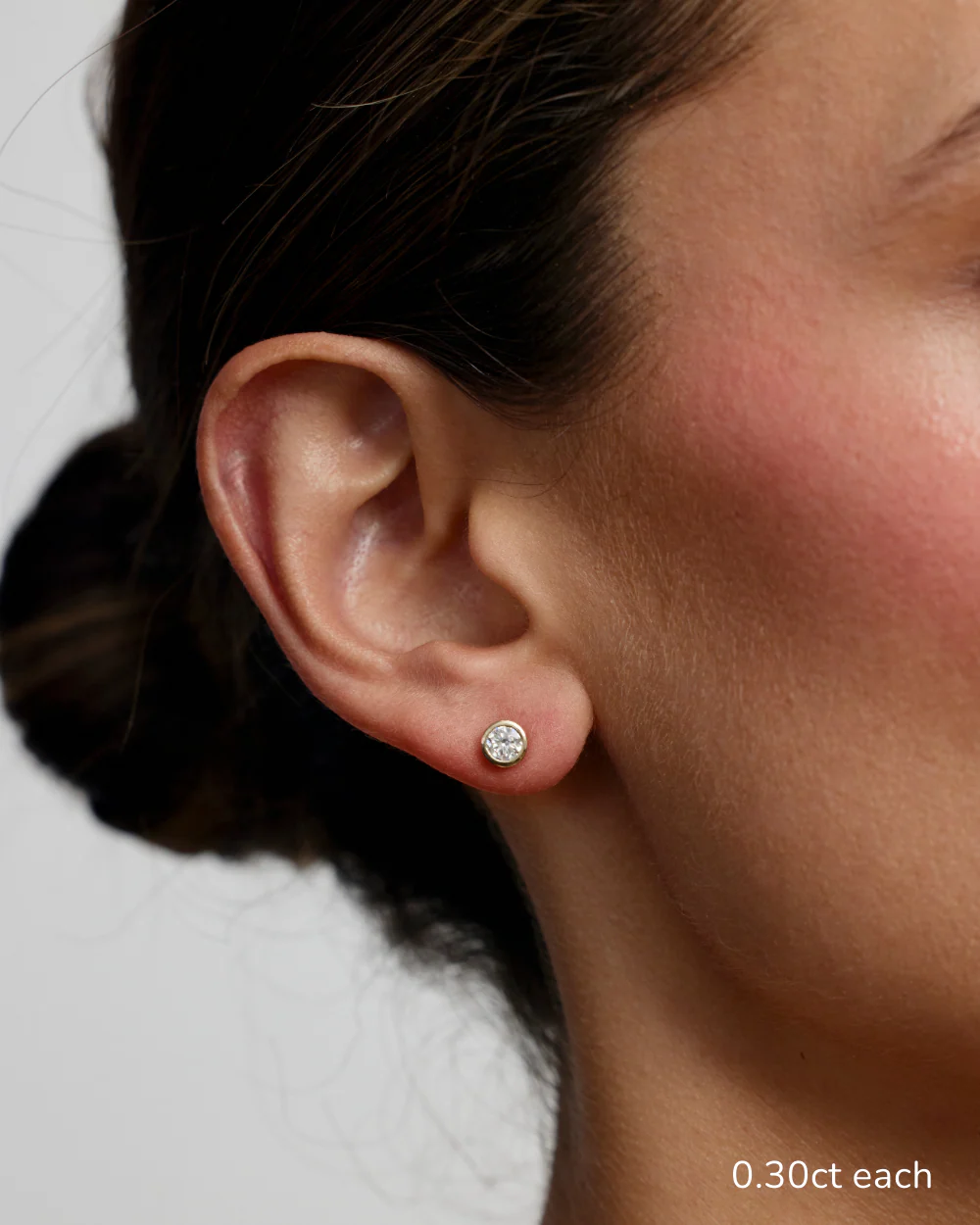 Round Diamond Earrings - Bezel - Image 6