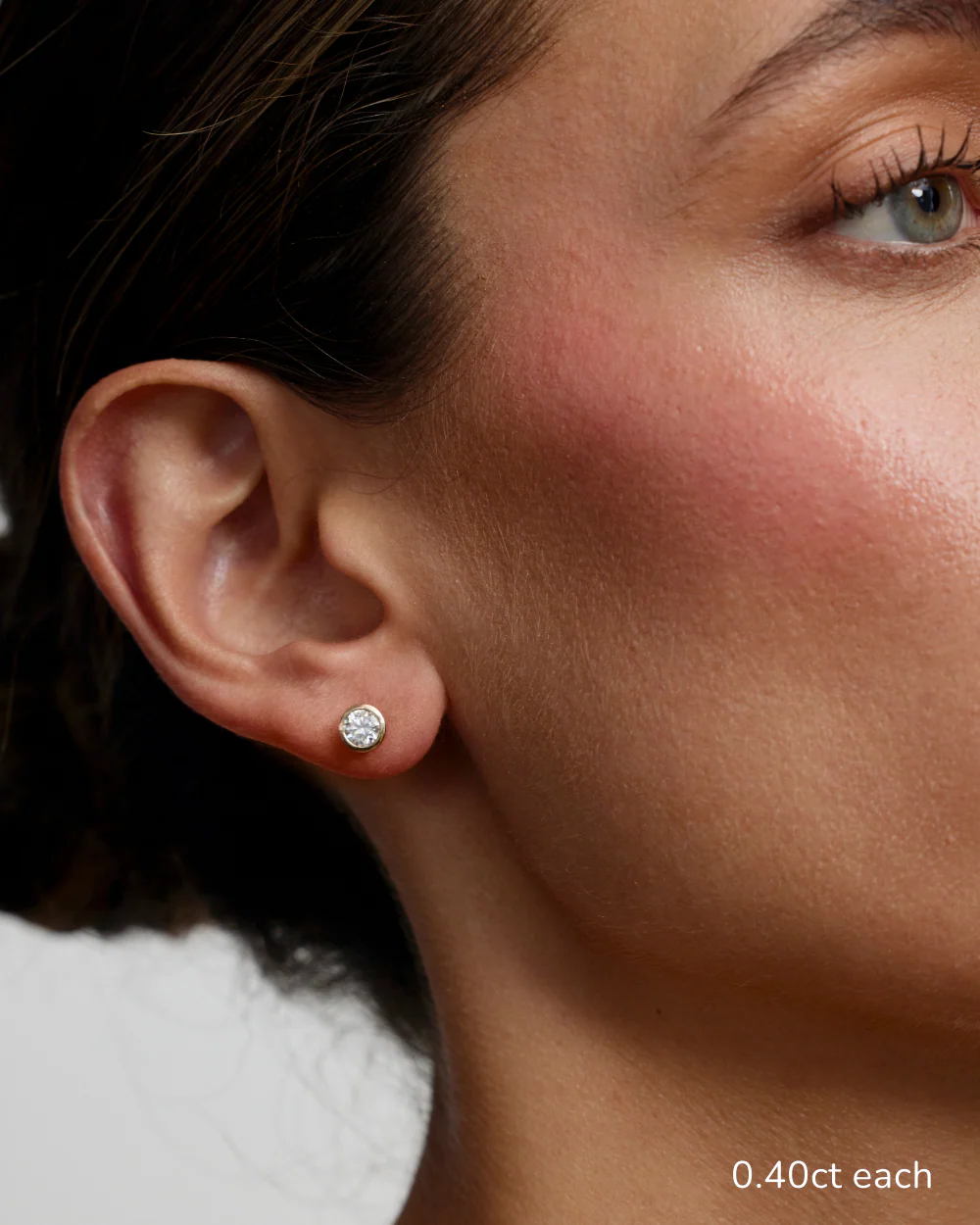 Round Diamond Earrings - Bezel - Image 7