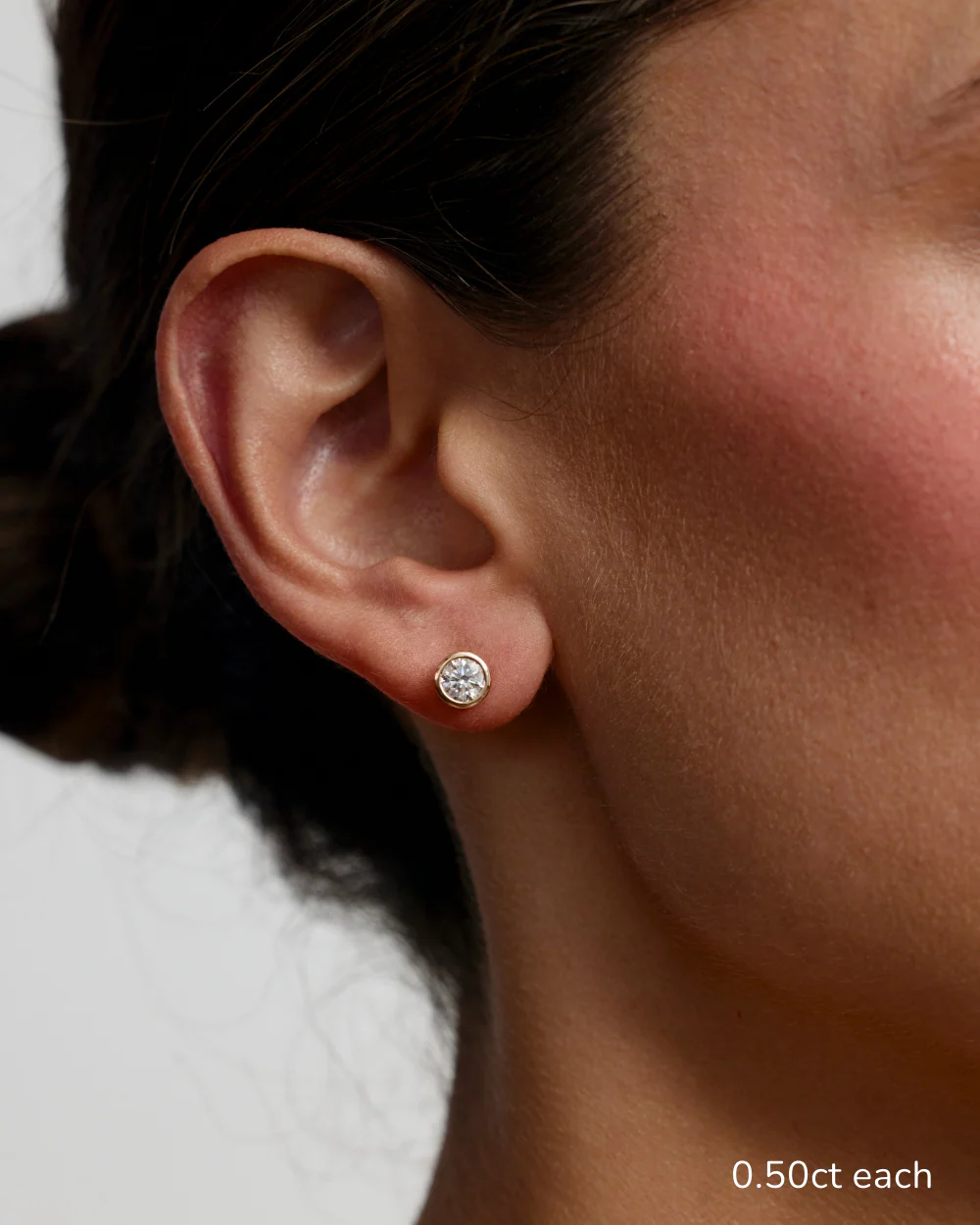 Round Diamond Earrings - Bezel - Image 8