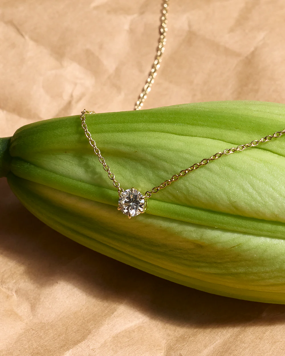 Round Solitaire Natural Diamond Necklace - Image 3