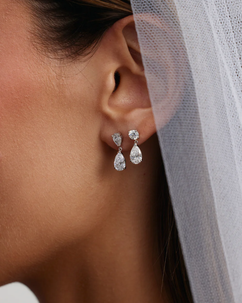 Sophia Double Pear Diamond Drop Earrings - Image 8