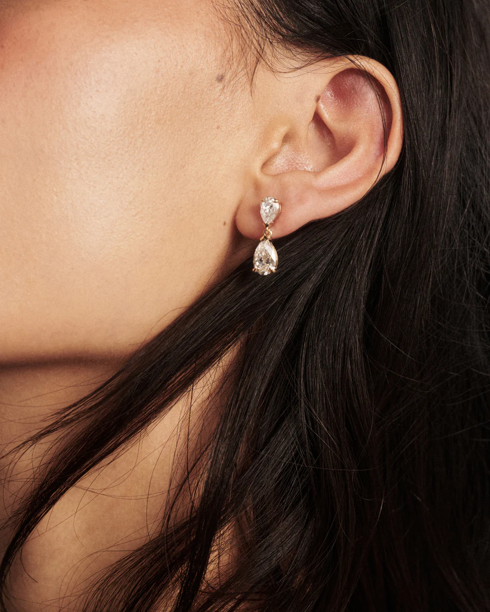 Sophia Large Pear Diamond Drop Earrings - Image 2