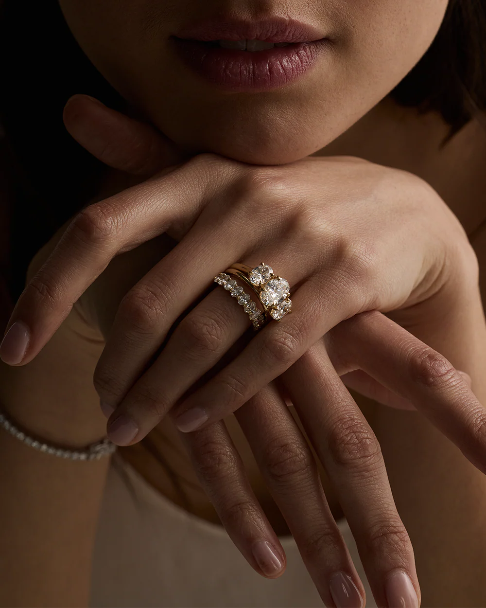 Stella 1ct Oval Diamond Trilogy Ring - Image 3