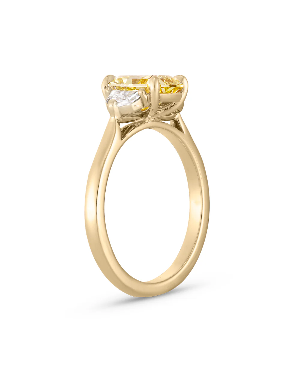 Radiant 1.59ct Yellow Diamond Trilogy Engagement Ring - Image 5