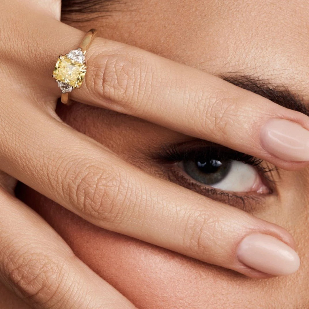 Radiant 1.59ct Yellow Diamond Trilogy Engagement Ring - Image 6